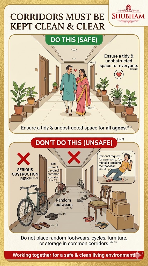 Corridors must be kept clean and clear