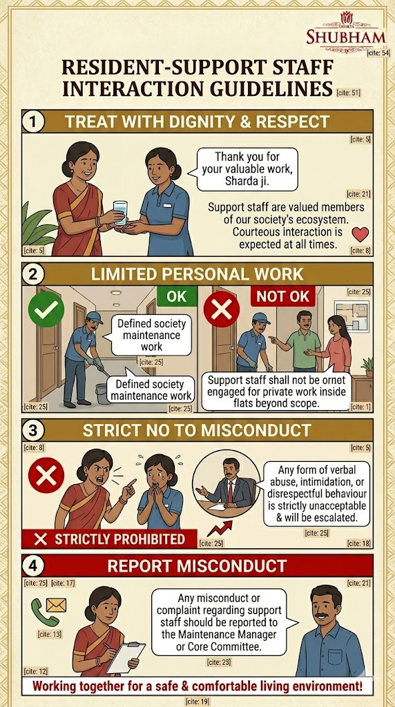 Resident and support staff interaction guidelines
